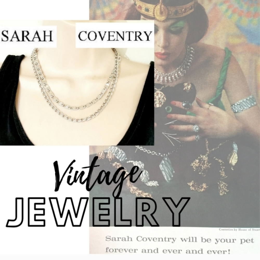 Layered necklace in silver vintage jewelry adjustable lengths